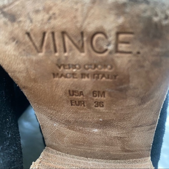 VINCE Haider Suede Chelsea Pull On Stacked Heel Ankle Bootie Black, Size 6 - Picture 11 of 14